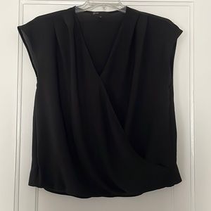 Gibson Wrap Front Black Short Sleeve Blouse Size M